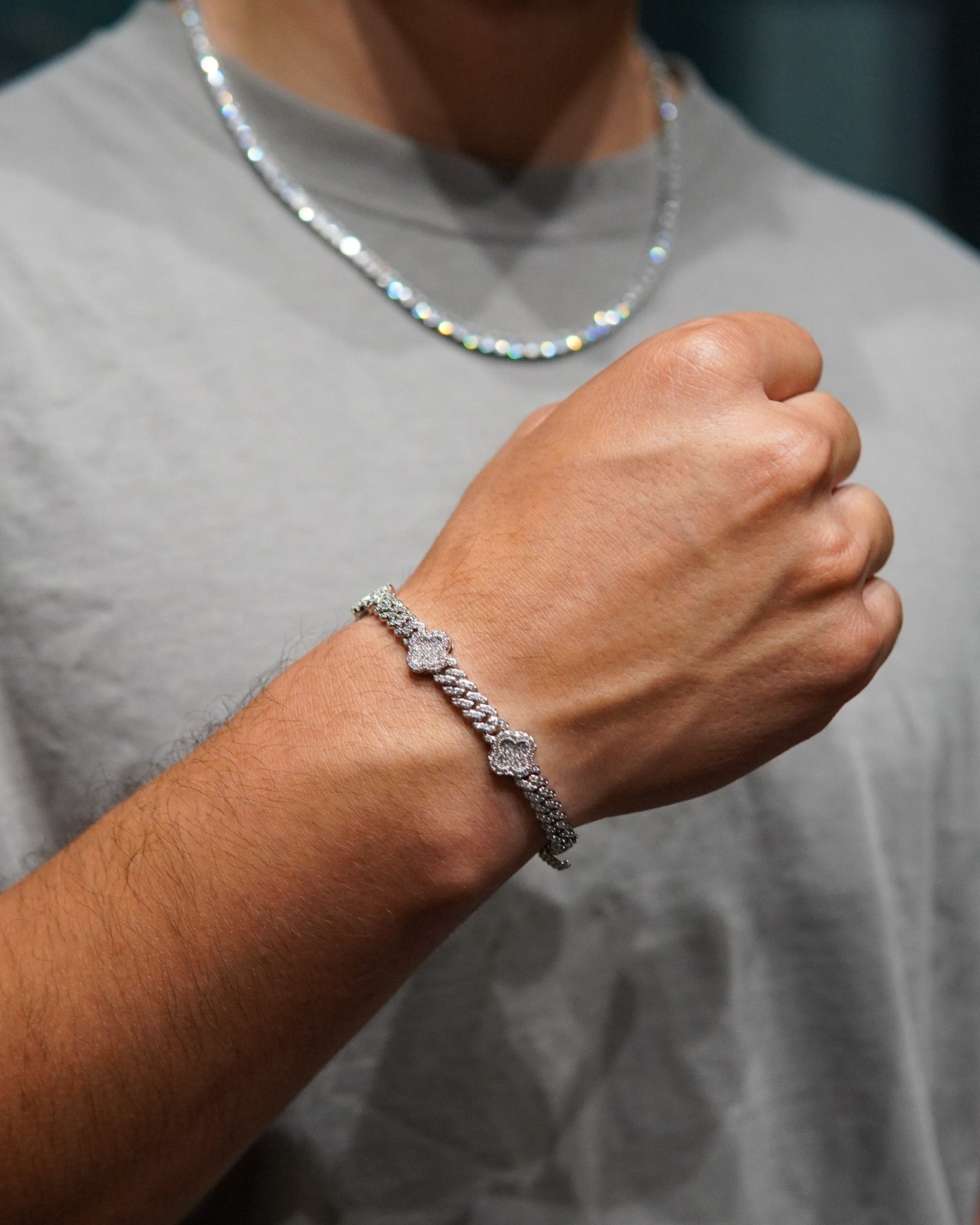 Diamond Clover Bracelet - 14K White Gold - Lavenir Jewelry