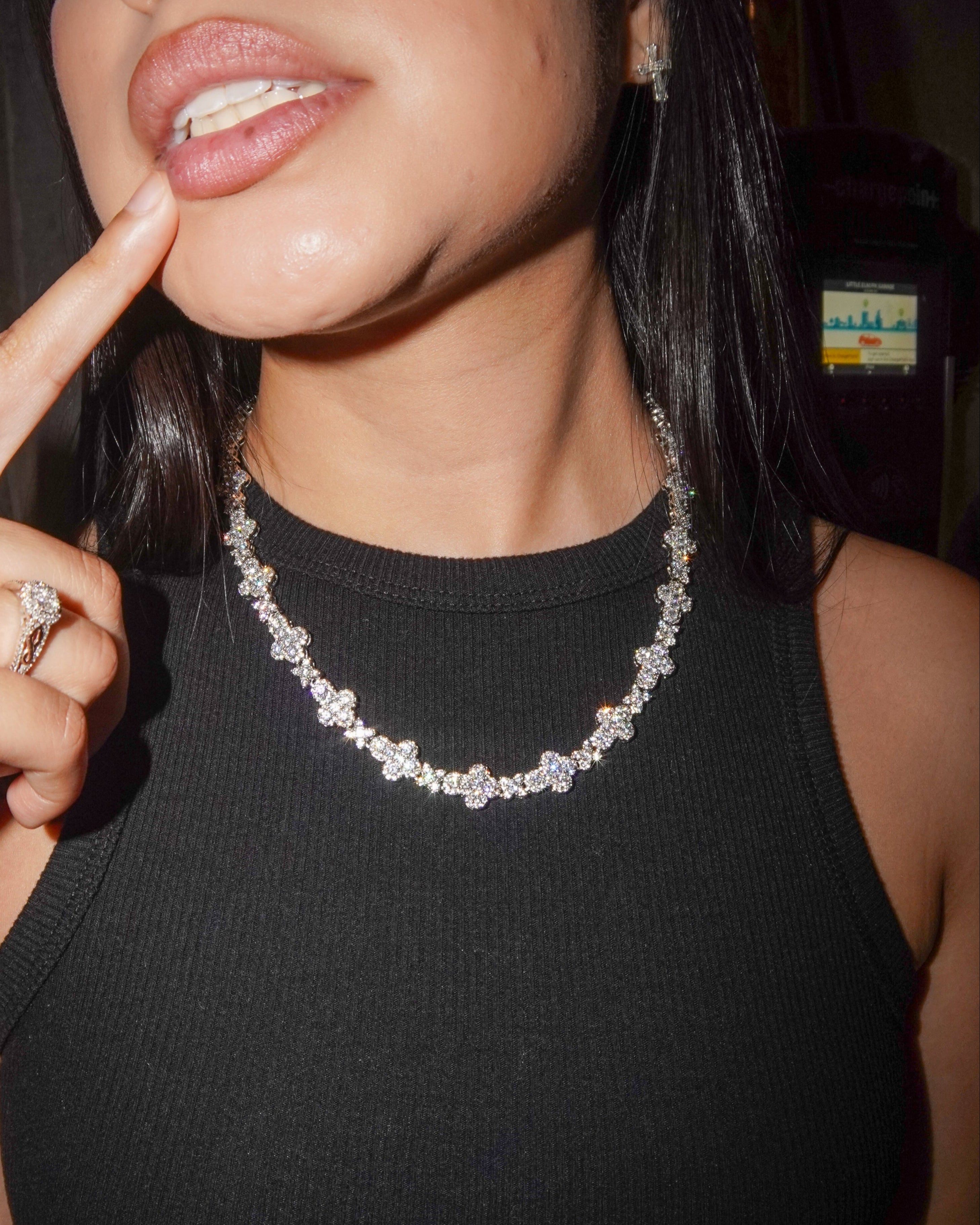 Diamond Cross Link Chain - 14K White Gold