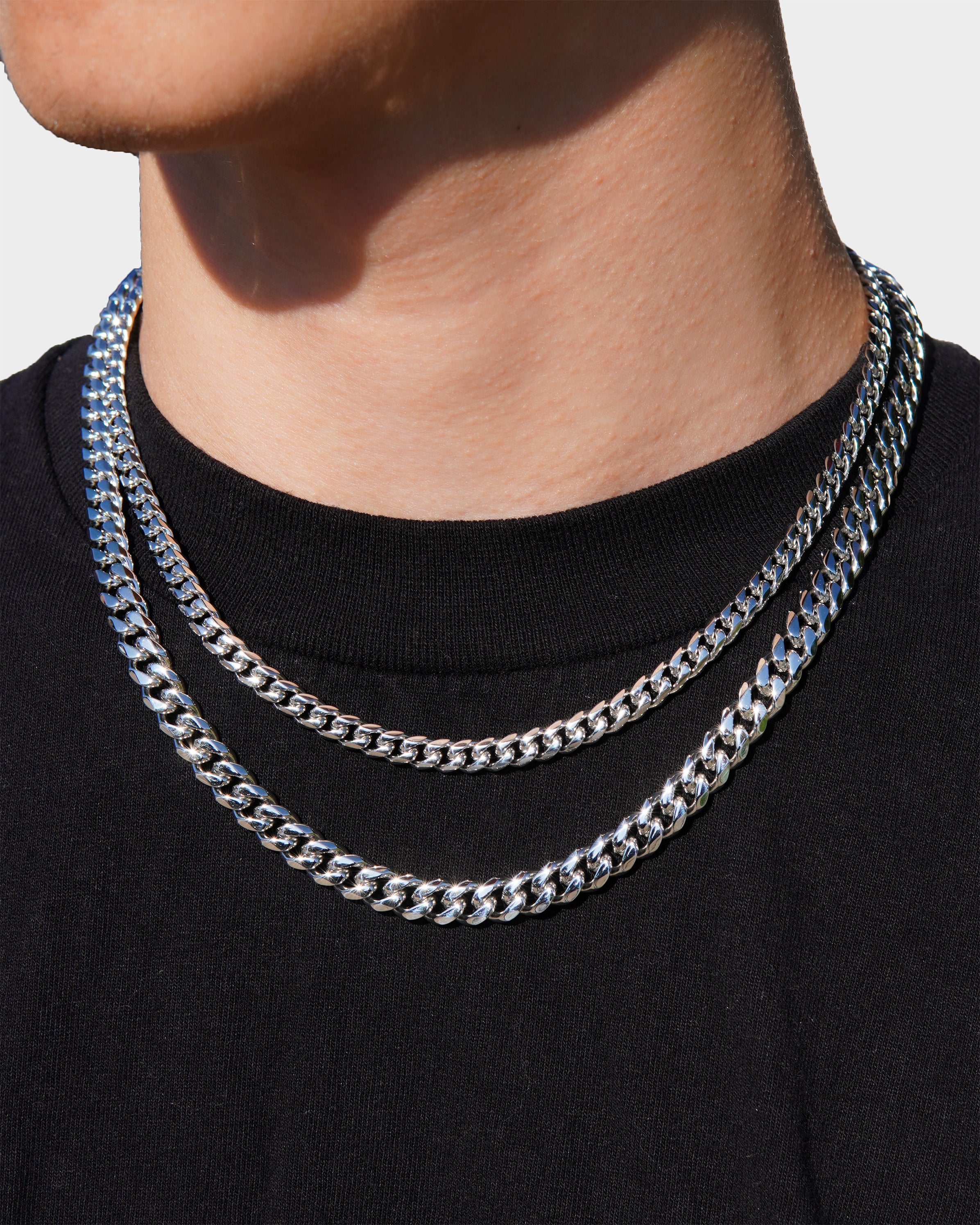 Cuban Link Chain - 14K White Gold (All Sizes)