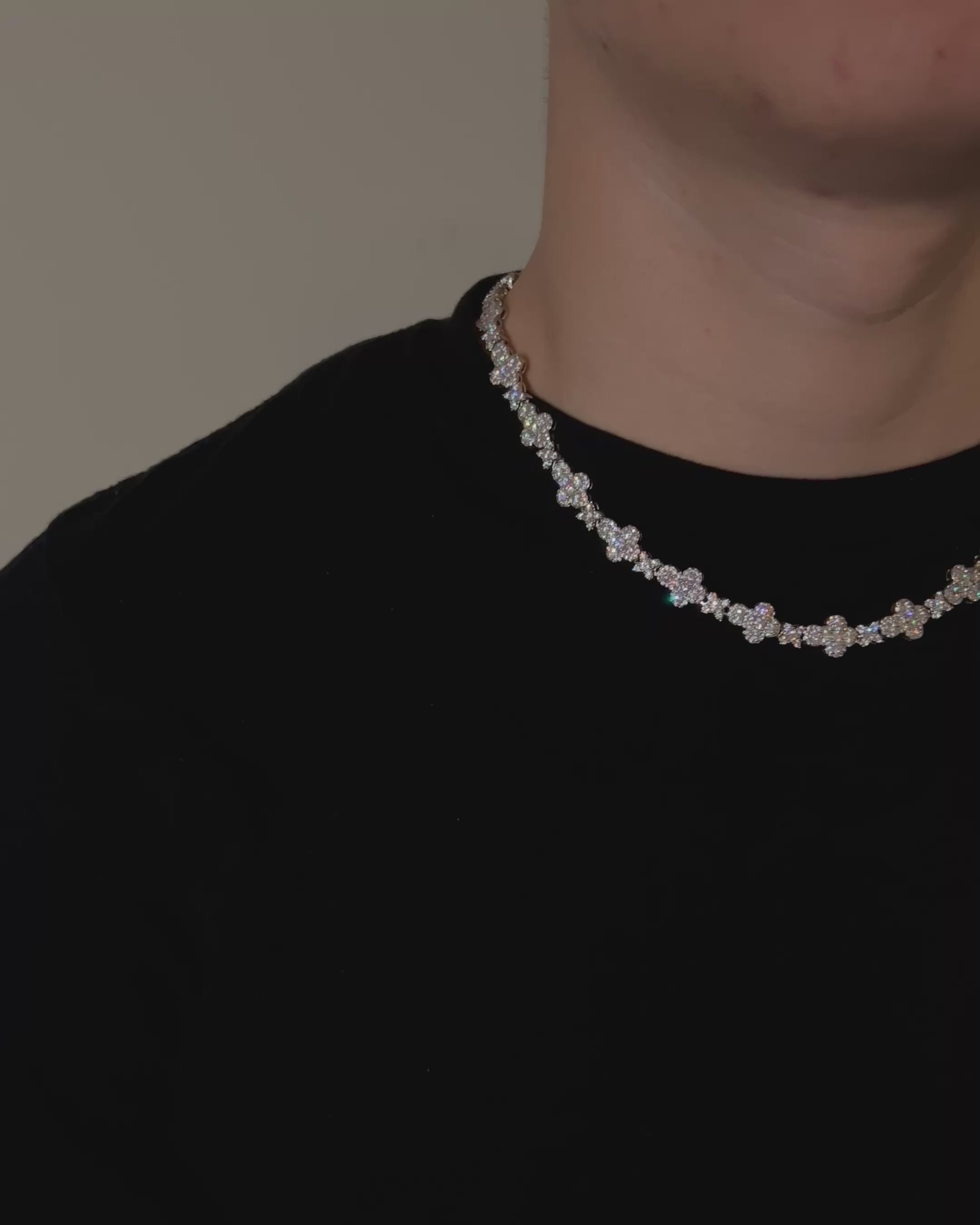 Diamond Cross Link Chain - 14K White Gold